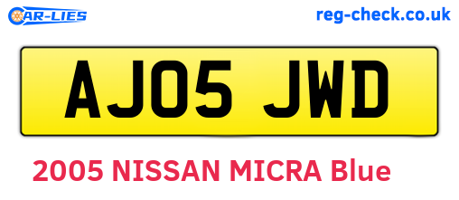AJ05JWD are the vehicle registration plates.