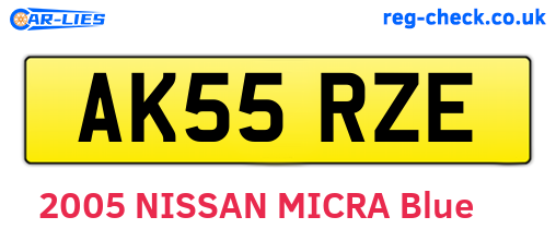 AK55RZE are the vehicle registration plates.