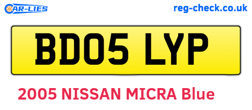 BD05LYP are the vehicle registration plates.