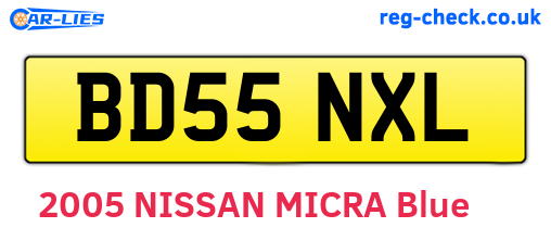 BD55NXL are the vehicle registration plates.