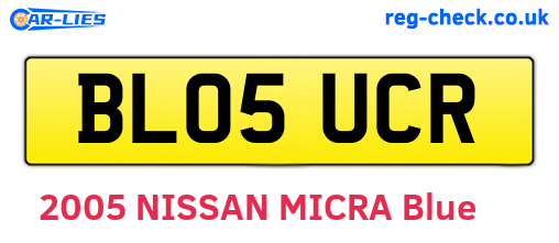 BL05UCR are the vehicle registration plates.