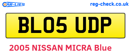 BL05UDP are the vehicle registration plates.