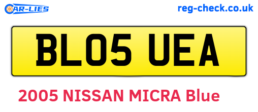 BL05UEA are the vehicle registration plates.