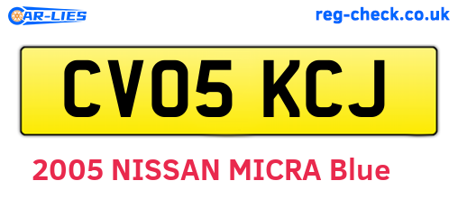 CV05KCJ are the vehicle registration plates.