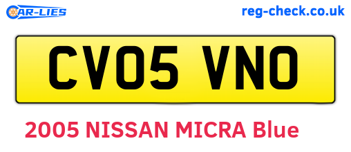 CV05VNO are the vehicle registration plates.