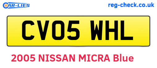 CV05WHL are the vehicle registration plates.