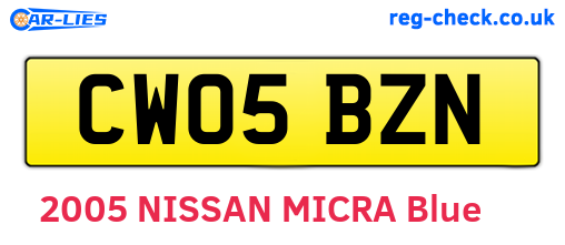 CW05BZN are the vehicle registration plates.