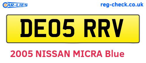 DE05RRV are the vehicle registration plates.