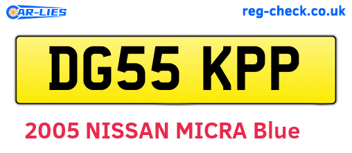 DG55KPP are the vehicle registration plates.