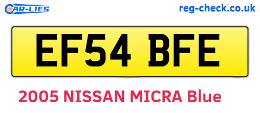 EF54BFE are the vehicle registration plates.