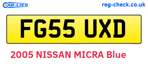 FG55UXD are the vehicle registration plates.
