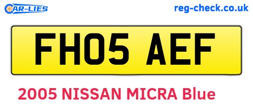 FH05AEF are the vehicle registration plates.