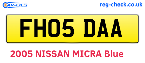 FH05DAA are the vehicle registration plates.