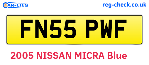 FN55PWF are the vehicle registration plates.