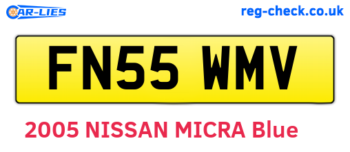 FN55WMV are the vehicle registration plates.