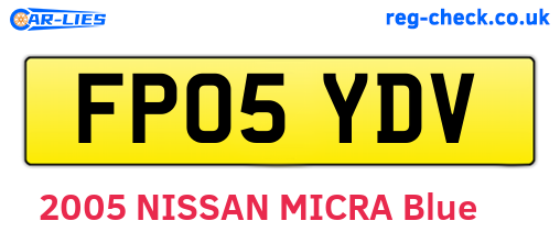 FP05YDV are the vehicle registration plates.
