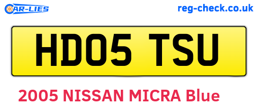 HD05TSU are the vehicle registration plates.