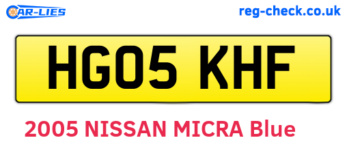 HG05KHF are the vehicle registration plates.