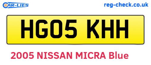 HG05KHH are the vehicle registration plates.