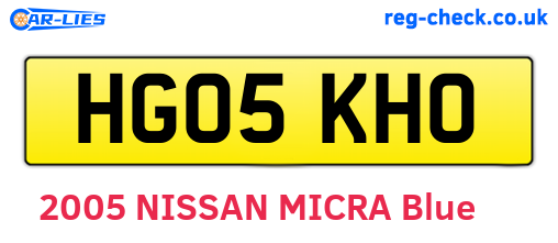 HG05KHO are the vehicle registration plates.