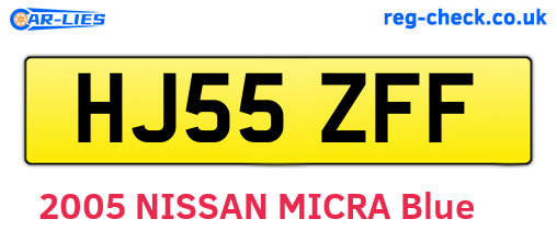 HJ55ZFF are the vehicle registration plates.