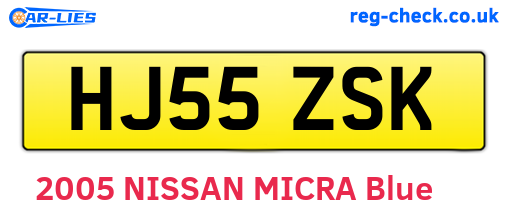 HJ55ZSK are the vehicle registration plates.