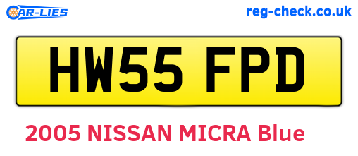 HW55FPD are the vehicle registration plates.