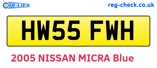 HW55FWH are the vehicle registration plates.