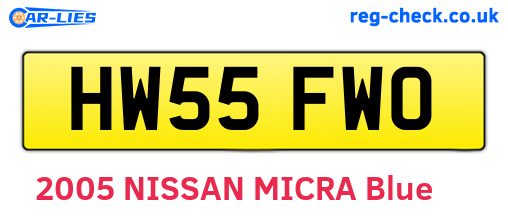 HW55FWO are the vehicle registration plates.