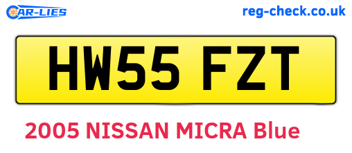 HW55FZT are the vehicle registration plates.