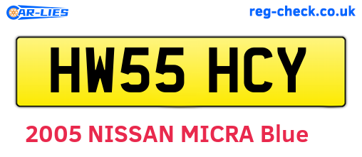 HW55HCY are the vehicle registration plates.