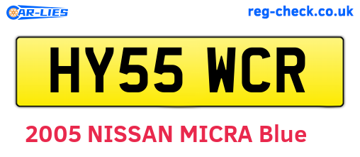 HY55WCR are the vehicle registration plates.