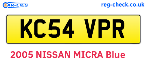 KC54VPR are the vehicle registration plates.