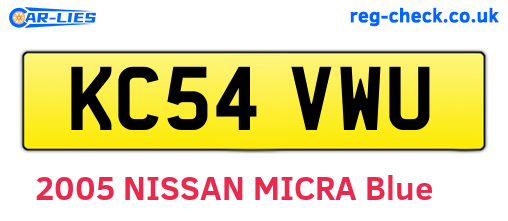 KC54VWU are the vehicle registration plates.