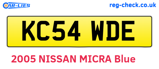 KC54WDE are the vehicle registration plates.