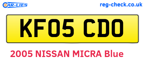 KF05CDO are the vehicle registration plates.