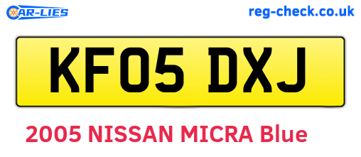 KF05DXJ are the vehicle registration plates.
