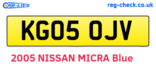 KG05OJV are the vehicle registration plates.