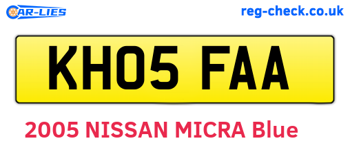 KH05FAA are the vehicle registration plates.