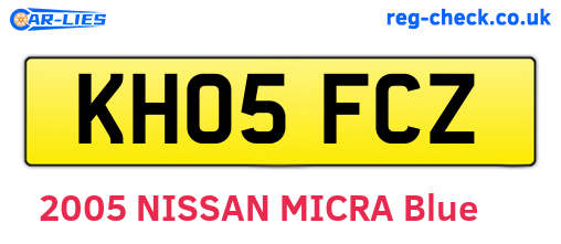 KH05FCZ are the vehicle registration plates.