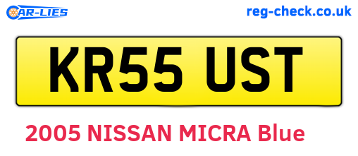 KR55UST are the vehicle registration plates.