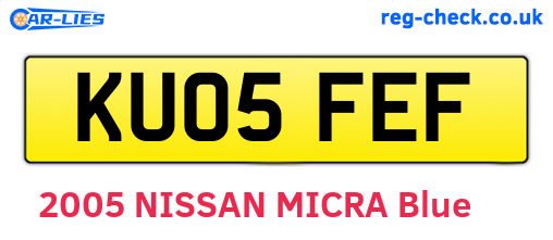 KU05FEF are the vehicle registration plates.