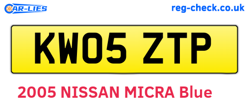 KW05ZTP are the vehicle registration plates.