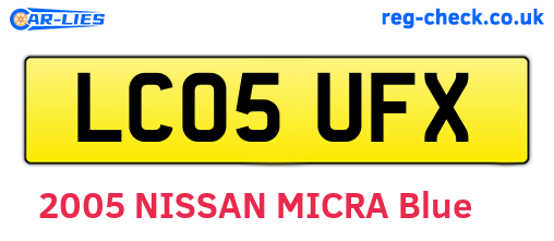 LC05UFX are the vehicle registration plates.