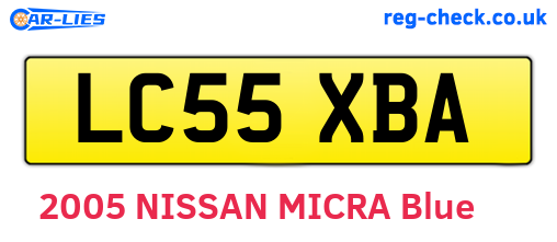 LC55XBA are the vehicle registration plates.