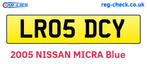 LR05DCY are the vehicle registration plates.