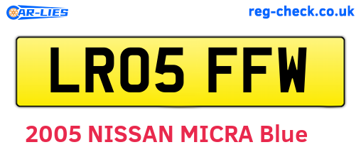 LR05FFW are the vehicle registration plates.