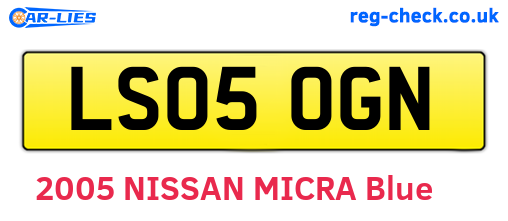LS05OGN are the vehicle registration plates.