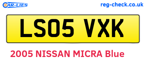 LS05VXK are the vehicle registration plates.