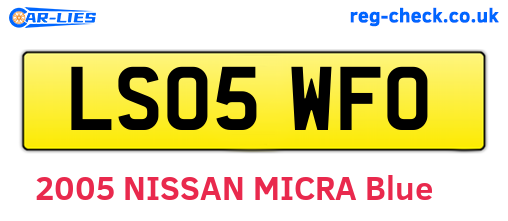 LS05WFO are the vehicle registration plates.
